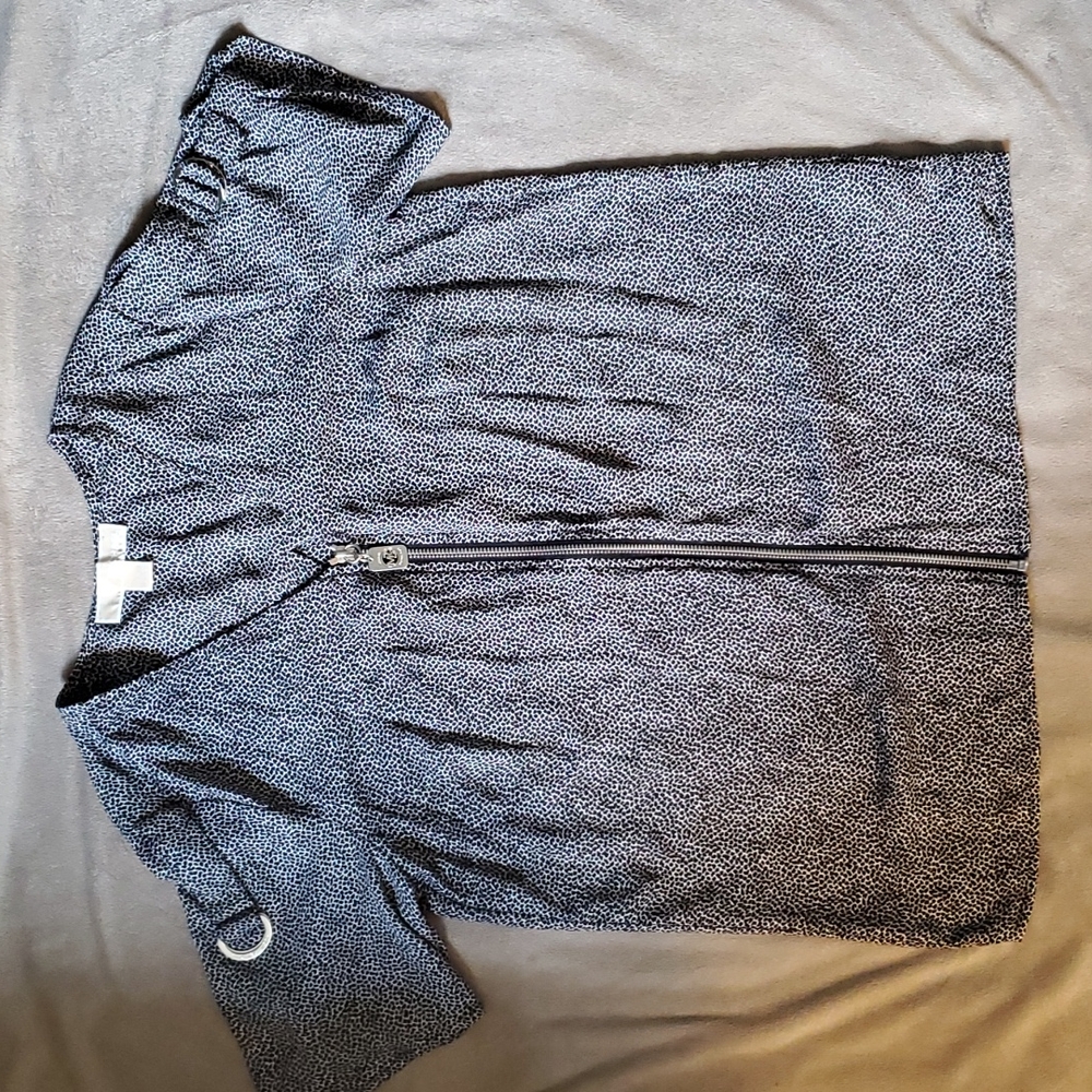 Michael Kors short sleeve zip up dress blouse